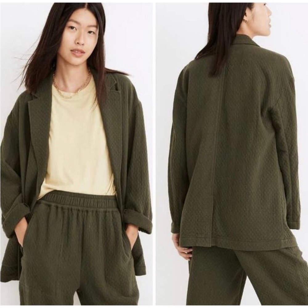 Madewell Shaw Olive Green Diamond Jacquard Blazer Womens Small - Picture 4 of 13
